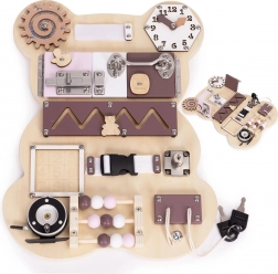 Busy board sensoriale in legno a forma di orso 12 elementi ECOTOYS