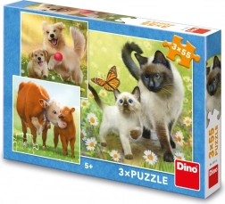 puzzle per bambini famiglie di animaletti 3×55 pezzi
