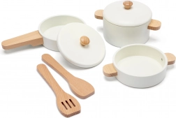 Set di stoviglie in legno per bambini – bianco
