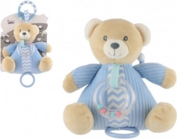 Orsetto di peluche con carillon a carica e sonaglino, azzurro 18 × 18 cm