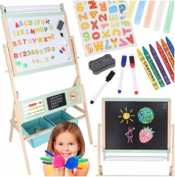 Lavagna didattica in legno per bambini LULILO Kredo 3in1 bifacciale con magneti, carta e cestini