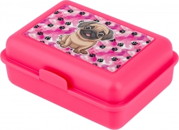 Scatola per snack rosa con illustrazione di cane