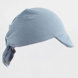 fazzolettino mussola per bambini con visierina New Baby blu, taglia regolabile