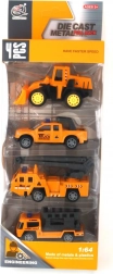 Set di macchinine da costruzione in metallo 1:64 – 4 pz, a retrocarica