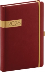 Agenda giornaliera 2026 bordeaux-oro 15 x 21 cm