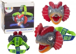 Lampada frontale con forma di dinosauro con cinturino regolabile e 3 LED