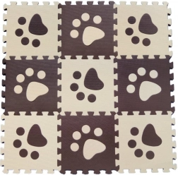 Puzzle da pavimento in schiuma per bambini – zampette marroni 29,5 × 29,5 cm