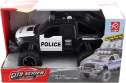 Auto della polizia con batterie e inerzia