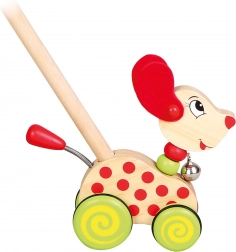 Bino cagnolino cavalcabile su bastone con campanellino