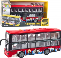 Autobus urbano a due piani 1:16 con trazione a frizione, luci e suoni – rosso