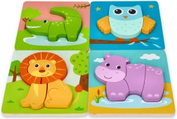 Set di puzzle di animali in legno 4-in-1 per bambini da 1 anno