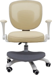 Sedia girevole beige per bambini da scrivania con poggiapiedi regolabile
