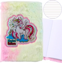 taccuino peluche A5 con unicorno, morbida copertina in peluche, righe