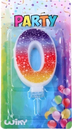 Candela per feste con numero 0 e stelle
