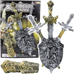 Set da cavaliere con spade, scudo e protezioni