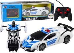 Auto di polizia RC 2-in-1 che si trasforma in robot con luci e suoni