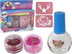 Set per unghie per bambini con smalto, glitter in polvere e stencil