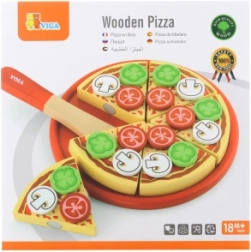 Pizza di legno da tagliare per bambini 18m+