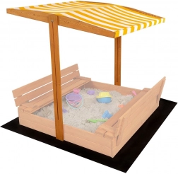 Tettuccio per sabbiera in legno per bambini 120 × 120 cm giallo‑bianco