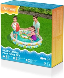 Piscinetta gonfiabile Bestway per bambini 3 in 1 con pallone e salvagente, 122 cm