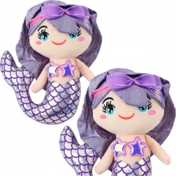 Sirena marina in peluche con coda olografica viola 25 cm