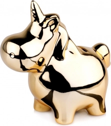 Salvadanaio unicorno in ceramica dorata con finitura a specchio lucida 18 × 10,5 cm