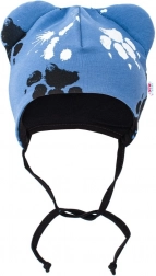 cappellino neonato in cotone con orecchiette New Baby Paw blu