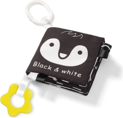 Libretto sensoriale in tessuto BLACK & WHITE con massaggiagengive e anello