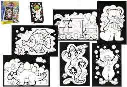 Immagine da grattare 6 pz colorata + 6 pz supporti in scatola 19x22x6,5 cm