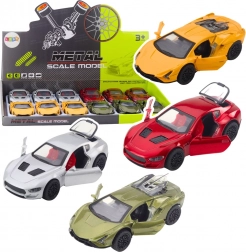 Auto sportivo in metallo con meccanismo a retrocarica, luci e suoni