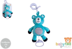 Orsetto di peluche con carillon a carica e clip 30 cm