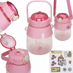 Borraccia per bambini con cannuccia e tracolla 1 l – rosa