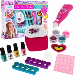 Set per unghie per bambini 5+ GIRL’S CREATOR con asciugaunghie, applicatore di glitter e accessori