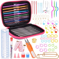 Set da 100 pezzi per uncinetto uncini 0,6-6,5 mm con accessori in custodia