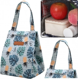 Borsa termica isolante Lunch Bag con motivo di foglie e ananas 25cm