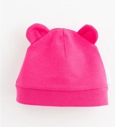 cappellino da neonato in cotone con orecchiette New Baby Kids rosa scuro