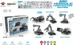 Kit di costruzione di macchine edili 6-in-1 con azionamento idraulico ad acqua, 223 pezzi, per bambini 8+