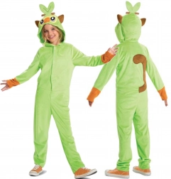 Costume per bambini POKEMON Grookey kigurumi verde con cappuccio 127–136 cm (7–8 anni)