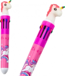 Penna a sfera multicolore Unicorno automatico rosa