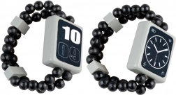 orologio per bambini in legno, bifacciale con elastico, nero