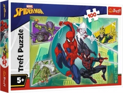 Puzzle 100 pezzi spiderman maschera di ragnatela trefl