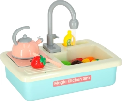 Lavello da cucina per bambini con vera acqua corrente – set blu con accessori