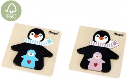 Puzzle in legno pinguino con cuccioli