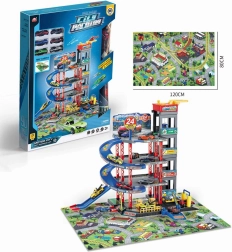 Mega parcheggio multipiano con tappetino e accessori