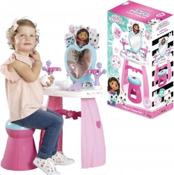 Tavolino da toeletta GABBY’S DOLLHOUSE con specchio a cuore e sgabello + 10 accessori