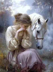 Pittura diamantata ragazza con cavallo 30 × 40 cm