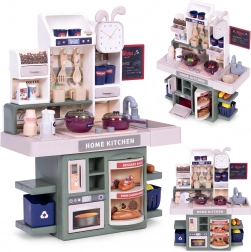 Cucina giocattolo con suoni, luci LED, generatore di vapore, 35 accessori