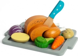 Bigjigs Toys Set di gioco in legno per pollo arrosto