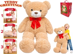 Orso di peluche Teddy Greetings con fiocco, 120 cm, beige