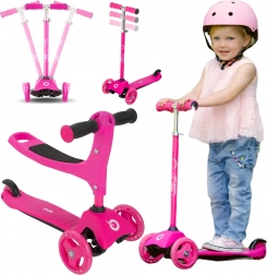 Evo monopattino triciclo per bambini 2 in 1 con sedile, rosa